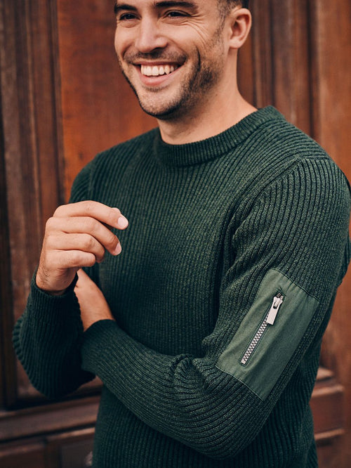 Suitable mou trui donkergroen | Slim-fit