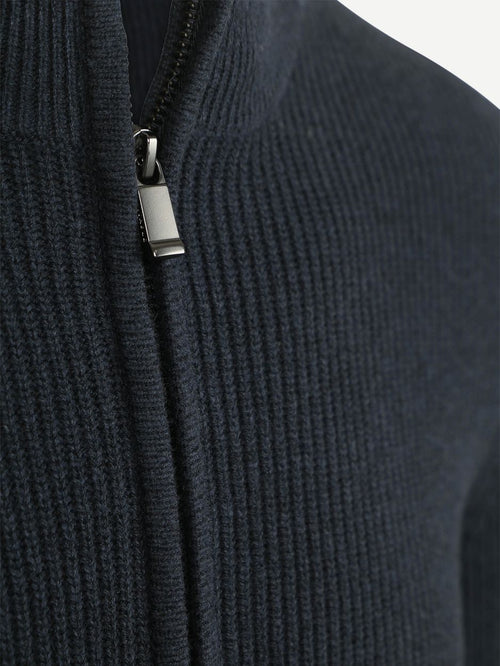 Suitable halve rits trui patch donkerblauw | Slim-fit