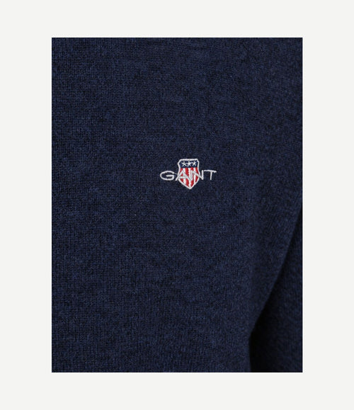Halfzip lamswol trui donkerblauw