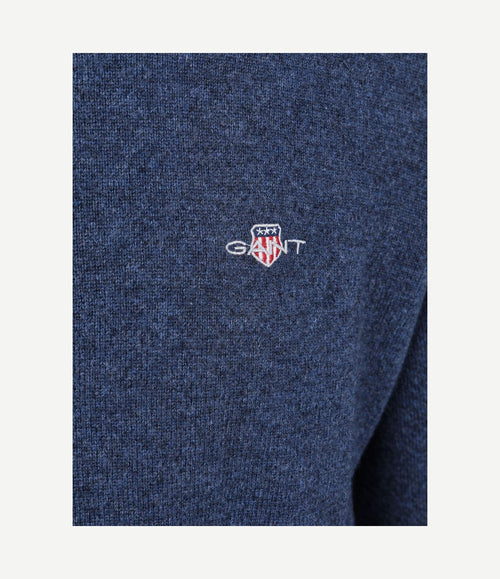 Halfzip lamswol trui donkerblauw