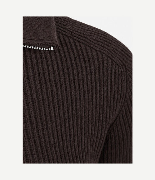 halve rits pullover wool bruin