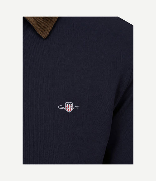 Rugger shield corduroy polo donkerblauw