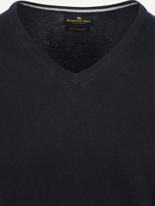 Trui cotton cashmere v-hals donkerblauw