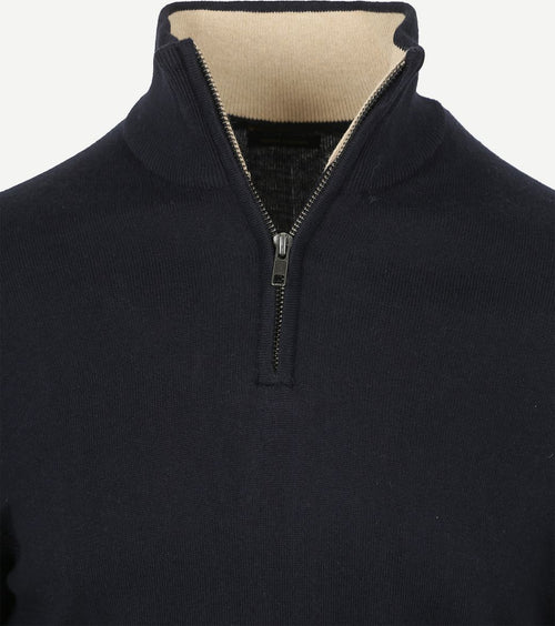Half-zip trui cotton cashmere donkerblauw