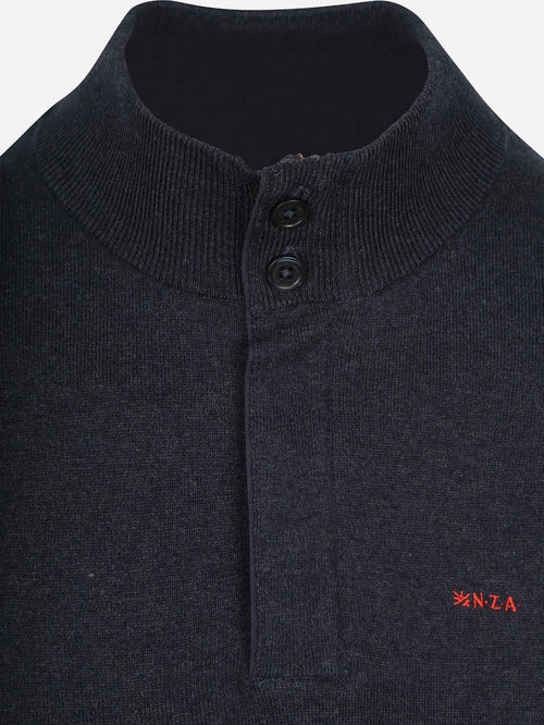 halve rits trui akar melange donkerblauw