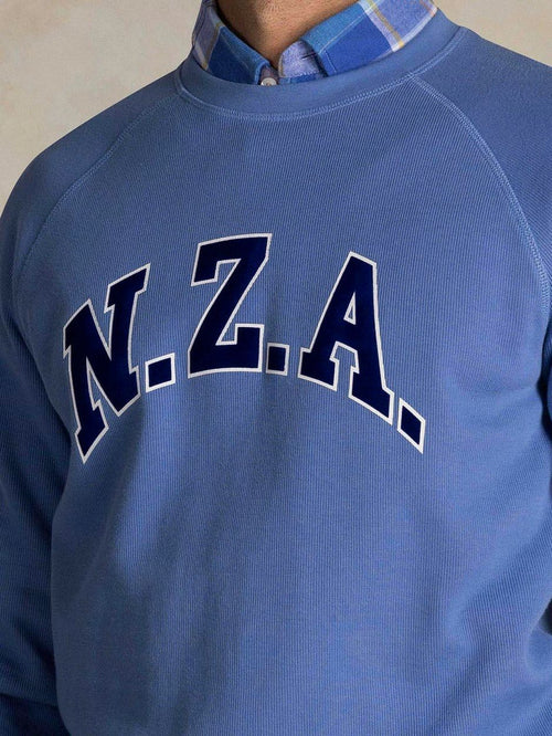 Sweater french rib logo blauw