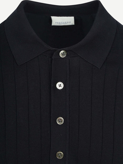 Longsleeve poloshirt dropneedle donkerblauw