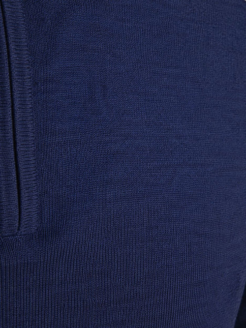 halve rits pullover merinowol royal blue