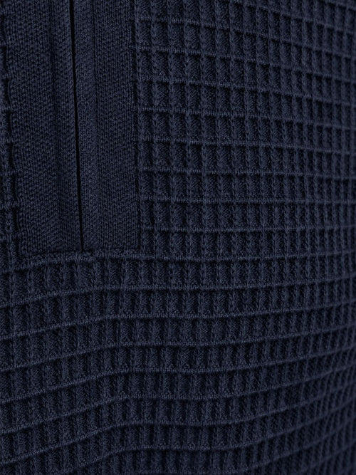 halve rits poloshirt knitted structure donkerblauw