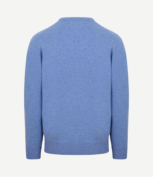 Pullover lamswol v surf mid blue