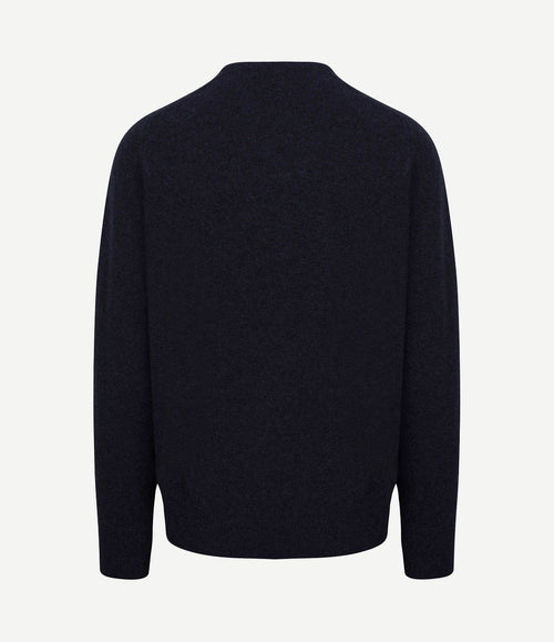 Pullover lamswol v midnight mix donkerblauw