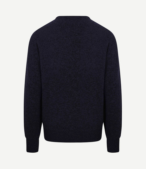 Pullover lamswol o-hals midnight mix donkerblauw