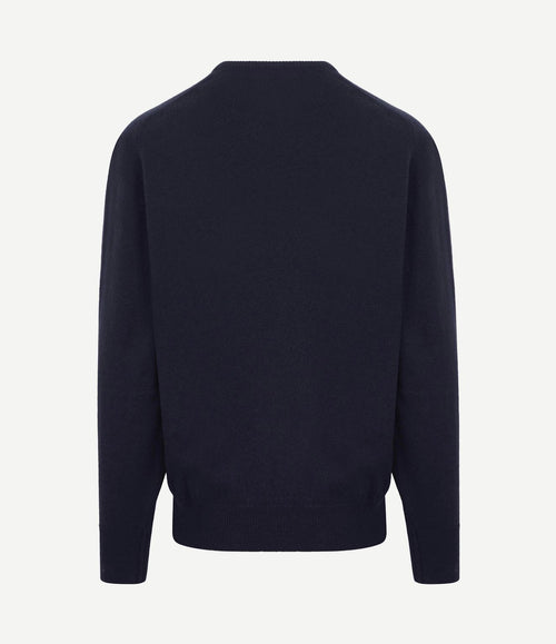 V-hals lamswol donkerblauw