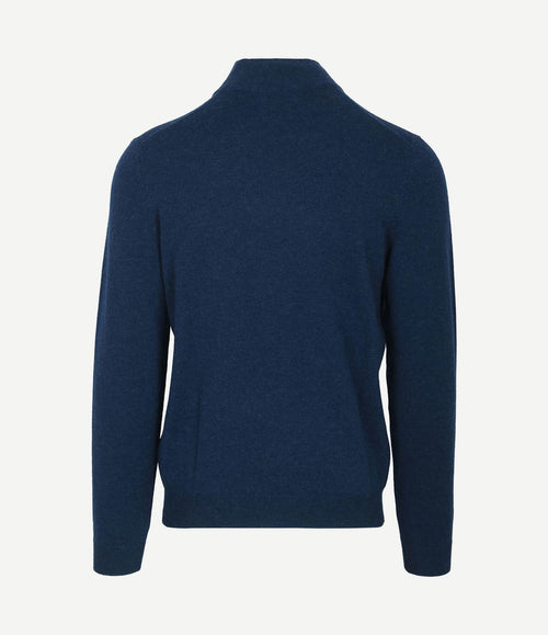 halve rits trui merinowol marine blauw