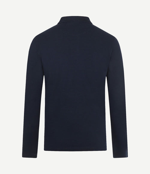 Long sleeve poloshirt donkerblauw