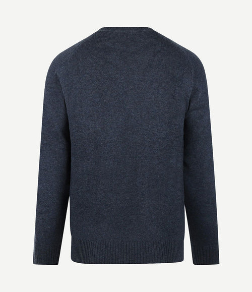 Trui lamswol melange donkerblauw