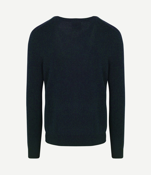 Pullover v-hals woolblend donkerblauw melange
