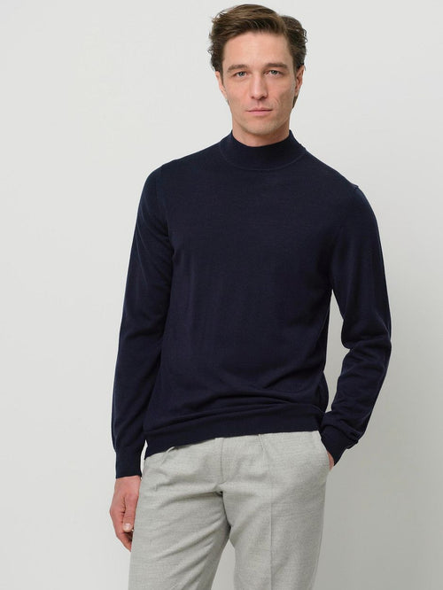 Turtleneck trui merino donkerblauw