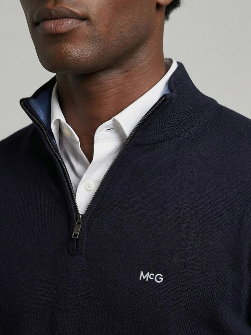 Half-zip trui cotton cashmere donkerblauw