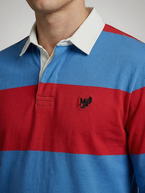 Rugbyshirt streep blauw rood