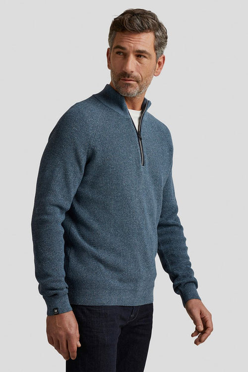 Trui halve rits blauw