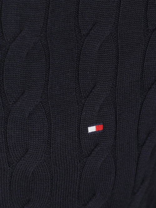Tommy Hilfiger vest zip cable donkerblauw | Regular-fit