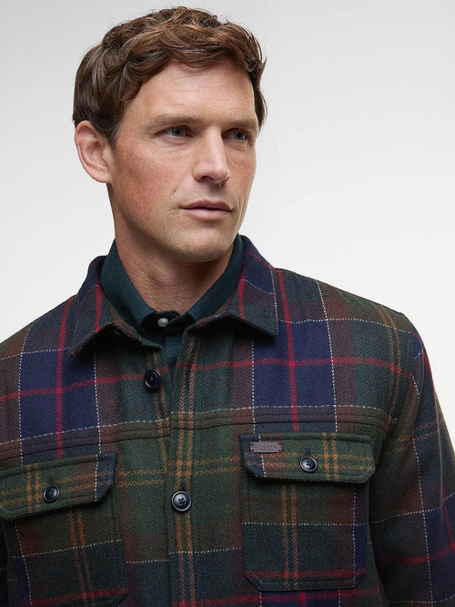 Barbour overshirt wool blend ruit willberry olive | Regular-fit