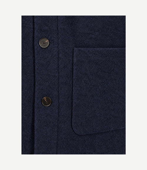 Overshirt wool bouclé donkerblauw
