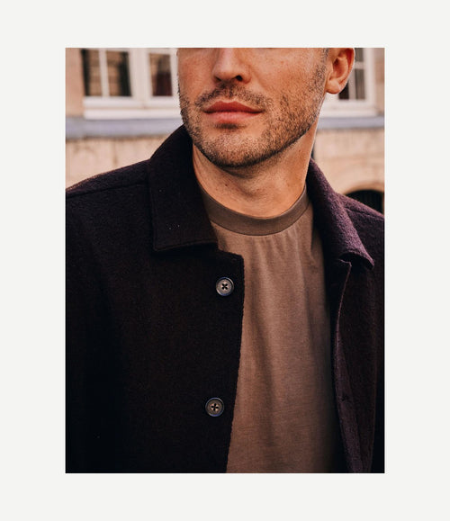 Overshirt wool bouclé bruin