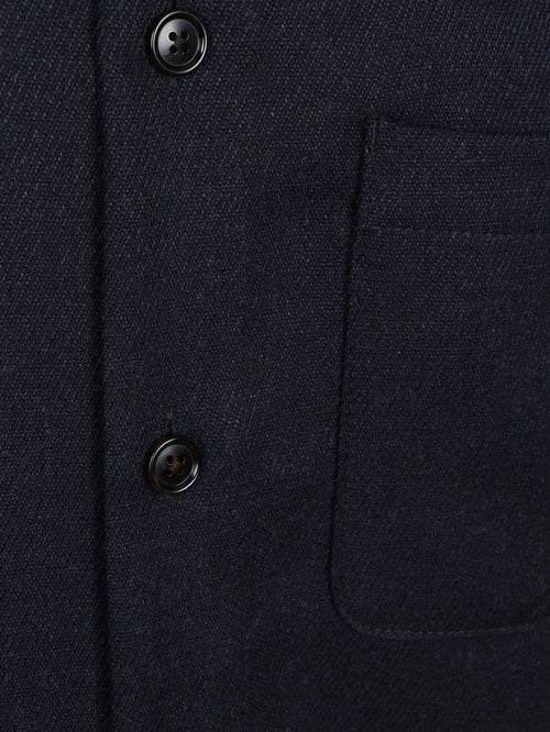 Overshirt wool mouliné donkerblauw