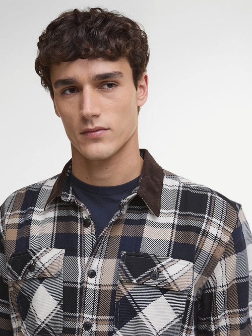 Overshirt ruit grasmoor donkerblauw