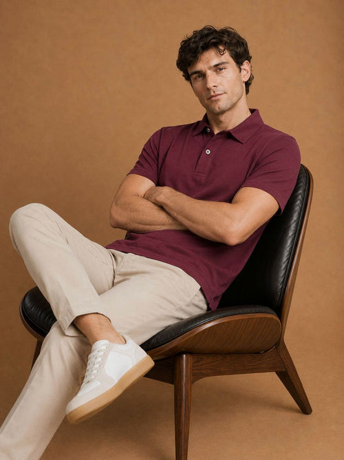 The James poloshirt burgundy
