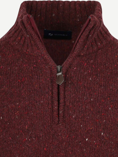 halve rits trui donnegal tweed eco wool bordeaux