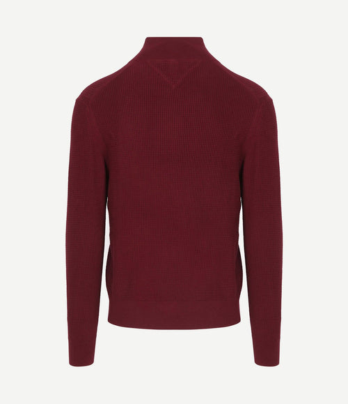 halve rits kabel pullover bordeaux
