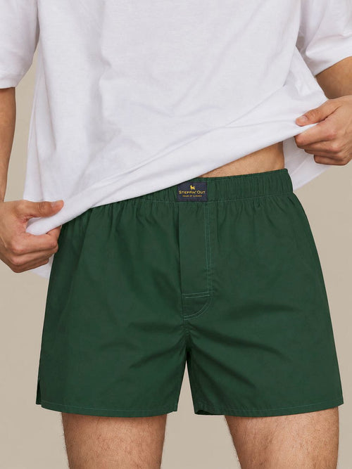 Poplin boxershort racing donkergroen