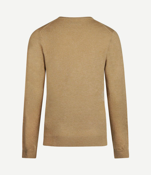 Dames pullover v-hals merinowol camel
