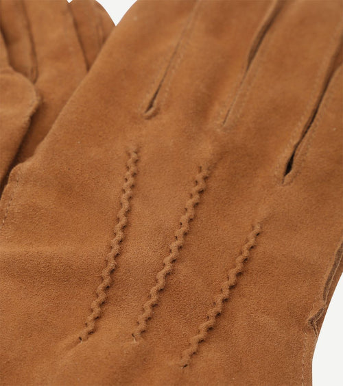 Suede handschoen cognac