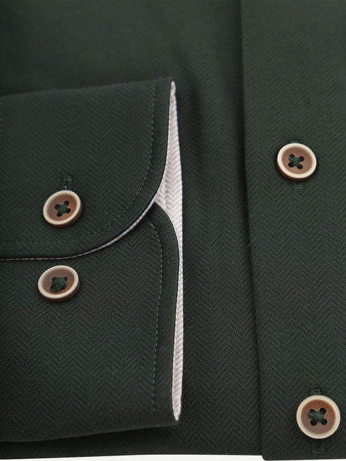 Suitable herringbone overhemd donkergroen | Slim-fit