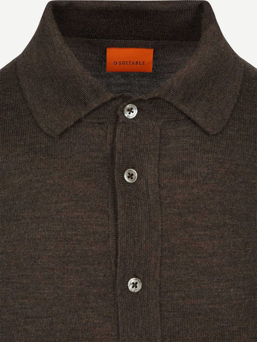 Cardigan shirt merino bruin