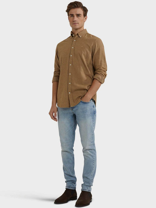 Overhemd flanel melange camel