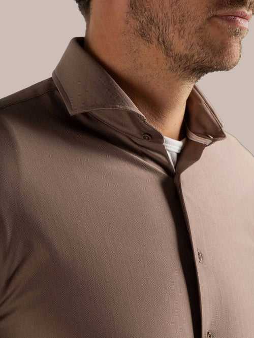 Herringbone overhemd taupe