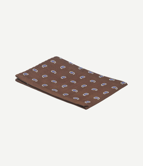 Zijde pochet paisley bruin