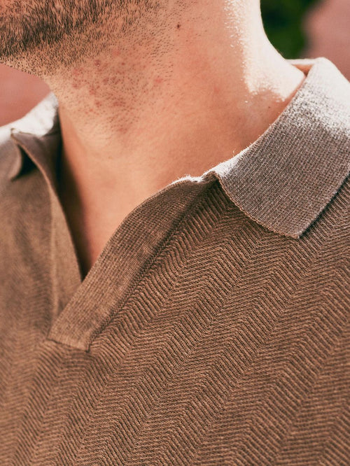 Knitted polo riva harring taupe