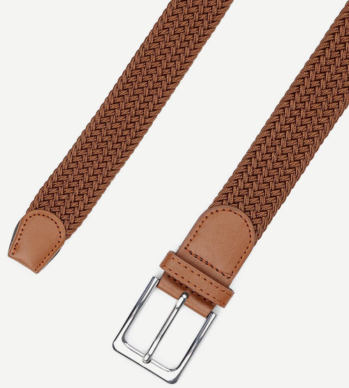Geweven riem taupe cognac