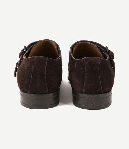 Amalfi schoen monk strap bruin suede