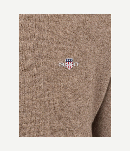 Halfzip lamswol trui camel
