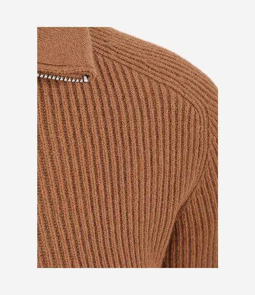 halve rits pullover wool cognac