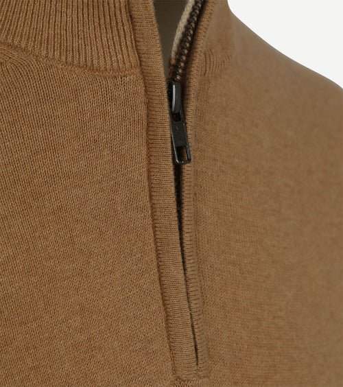 Half-zip trui cotton cashmere camel