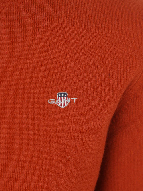 Halfzip wol trui logo rust