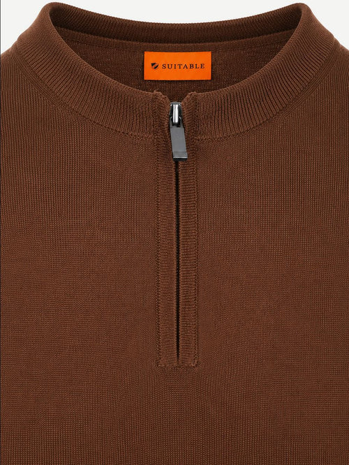 Crew zip merino bruin
